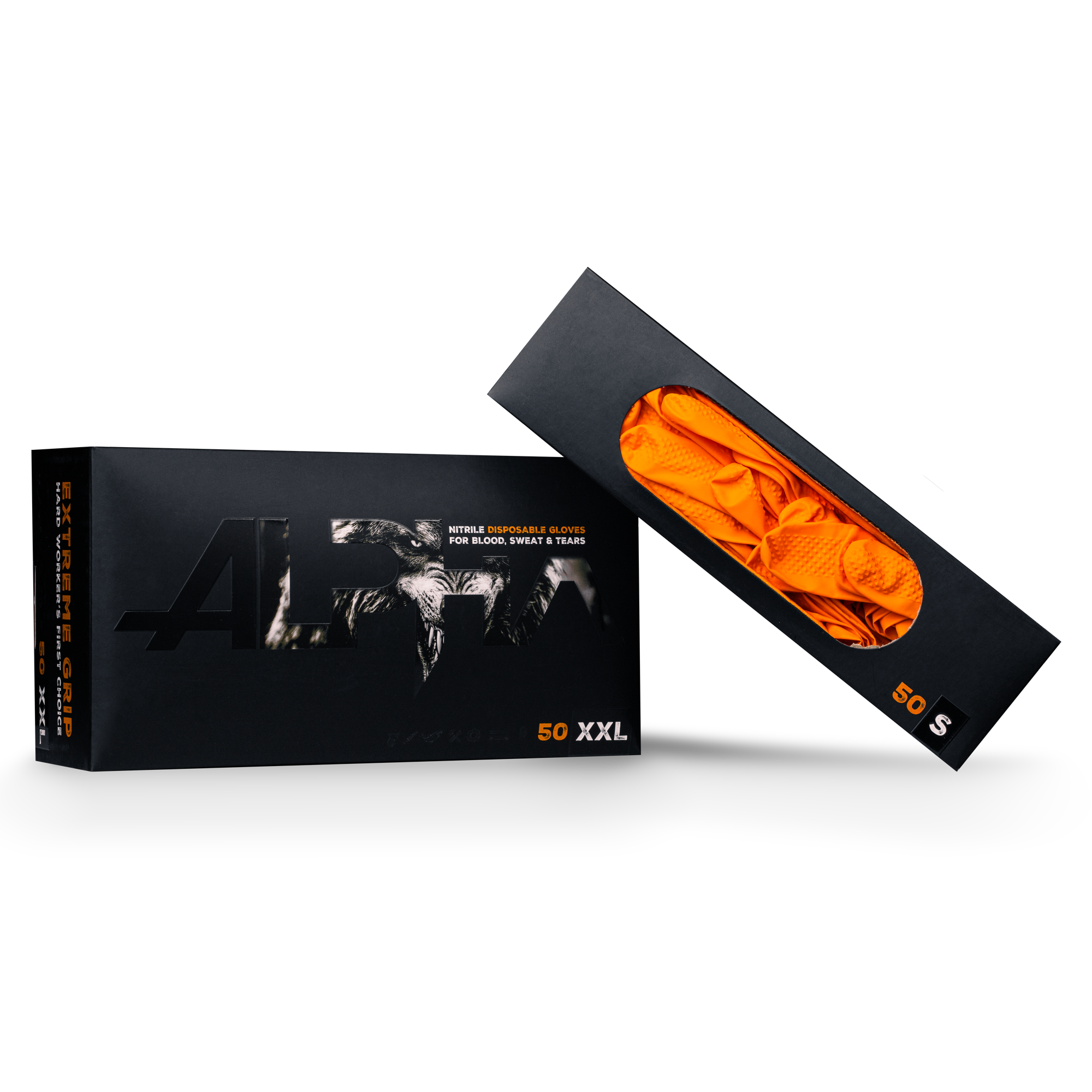 Extreme Grip Einmalhandschuh aus Nitril, orange, ALPHA